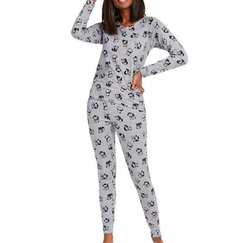 Jenni Knit Pajamas & Sleep Mask 3pc Set, TOSSED PANDA, S